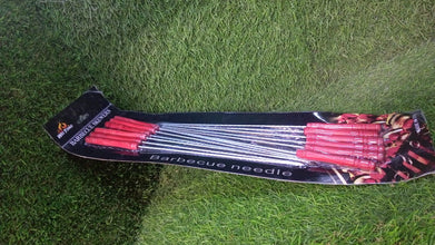 Sturdy skewers set for grilling and barbecue.